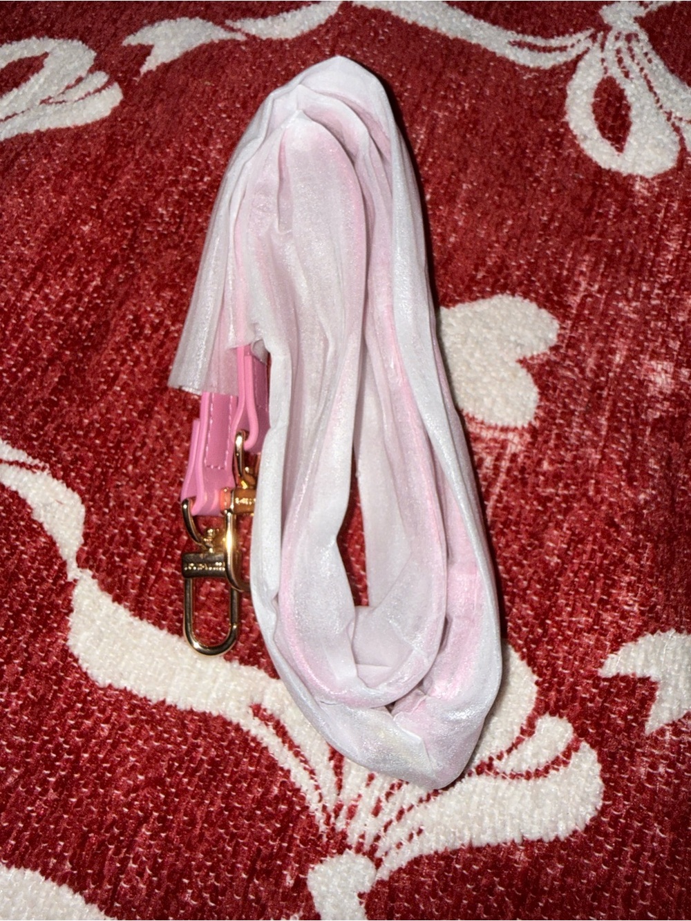 Light Pink Purse/Cosmetic Bag Strap with Gold Hardware